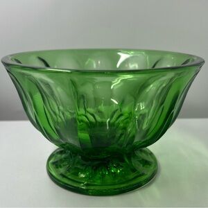 Vintage Anchor Hocking Fairfield Emerald Green Footed Candy Dish